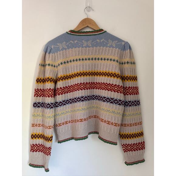 DOEN Brynn Fair Isle Cream Monte Rosa Recycled Cashmere Sweater - XL NWT - Picture 9 of 11